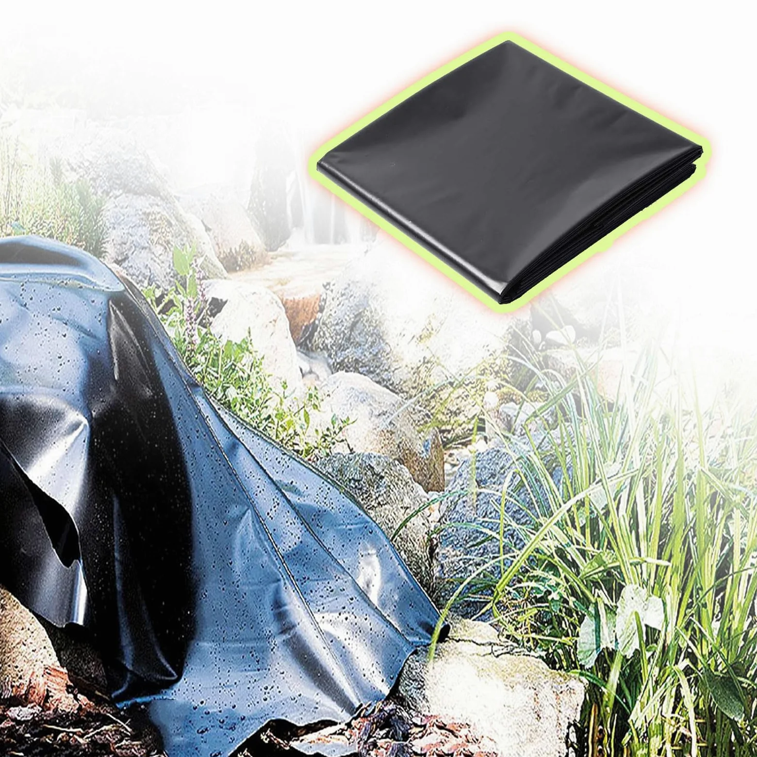 HDPE Teichfolie 3x10m,Schwarz HDPE Teichfolien Schwerlast,Dichtungsfolie Teichmembran Schwimmteich Folie Gartenteich Teichplane für Fischteiche,Brunnen,Wassergarten und Wasserfall(Größe:3x10m