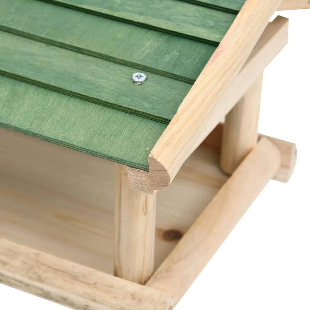 Vogelfutterhaus aus massivem Tannenholz 35x29,5x21 cm mit großem Dachüberstand wetterfest für Garten Balkon Terrasse als Futterstation und Futterplatz für Wildvögel und Meisen