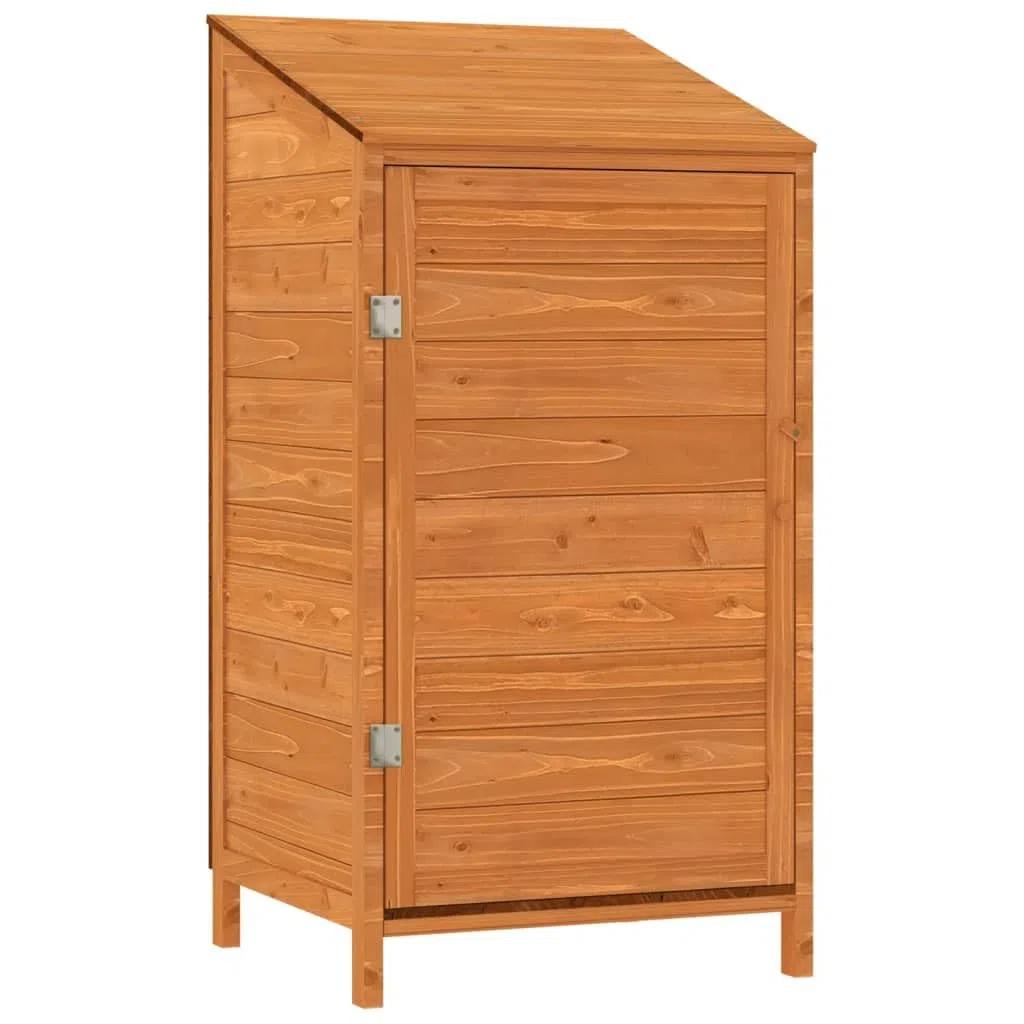 Geräteschuppen Braun 55x52x112 cm Gartenschrank aus Tannenholz - Kleines Gartenhaus aus Massivholz für Werkzeuge, Rasenpflege und Gartenutensilien im Außenbereich