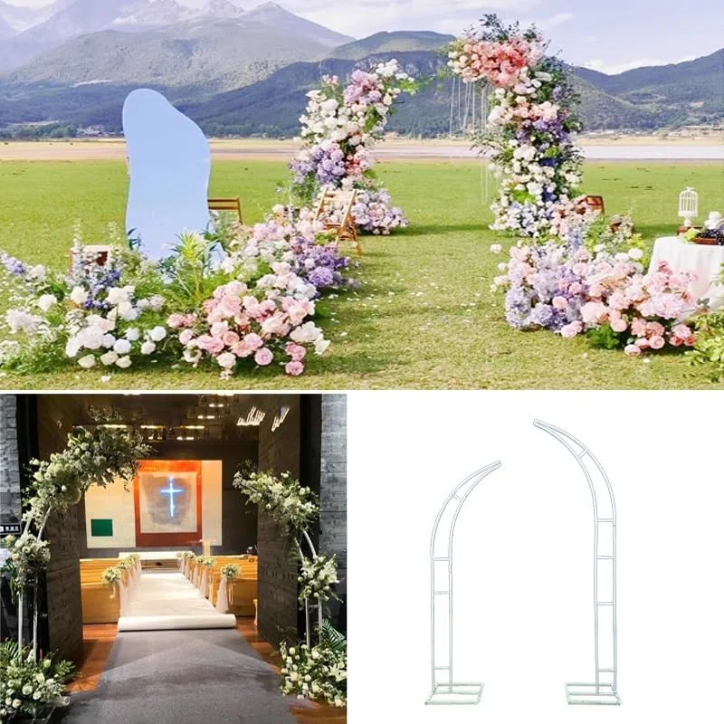 Gebogener Metallbogen 2er Set, Tragbarer Ballon-Hintergrundständer für Gartenparty, Geburtstag, Zeremonie Dekor, Stabile Basis für Veranstaltungen