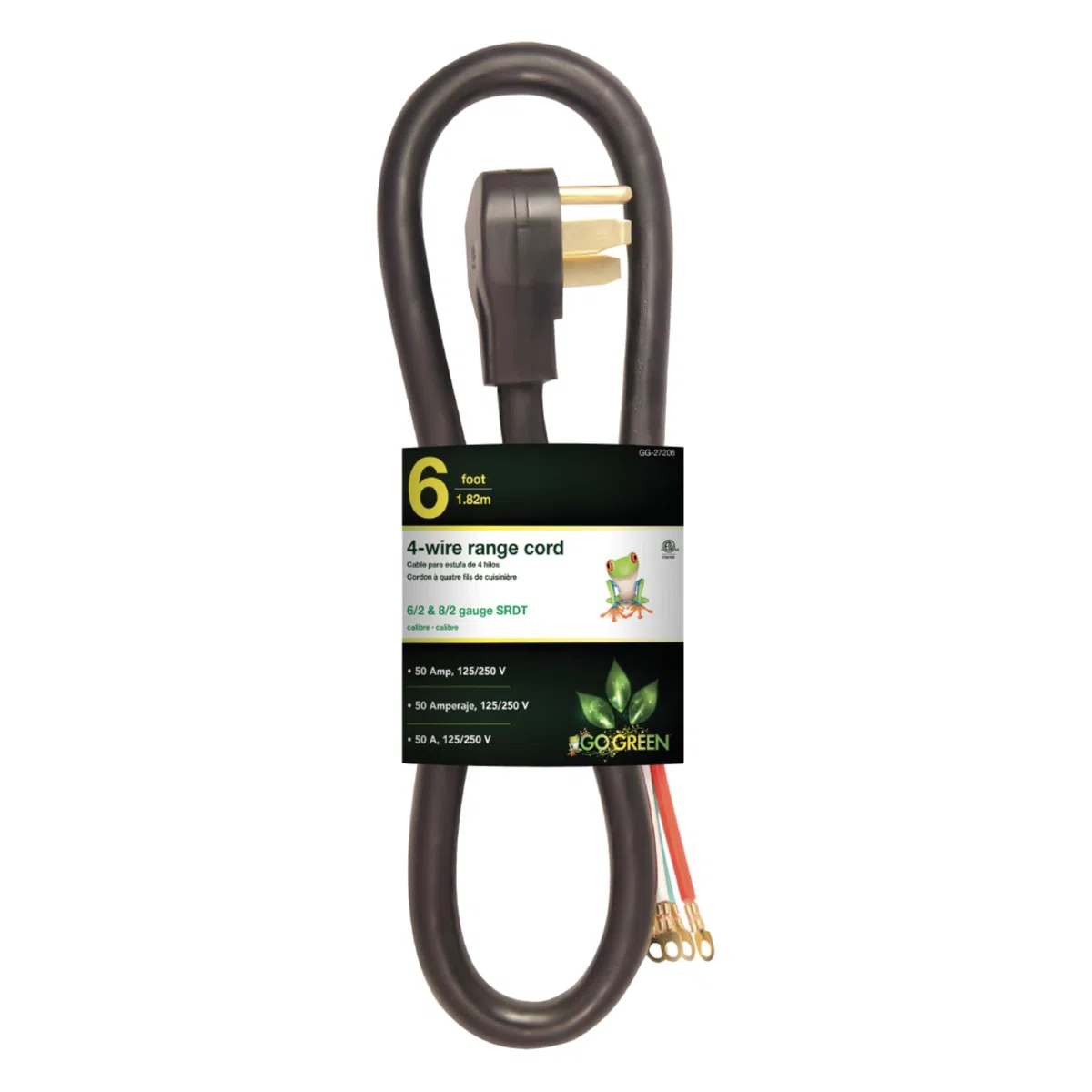 GoGreen Power GG-27206 6' 4' Wire Range Cord, 50 Amp by Go Green Power