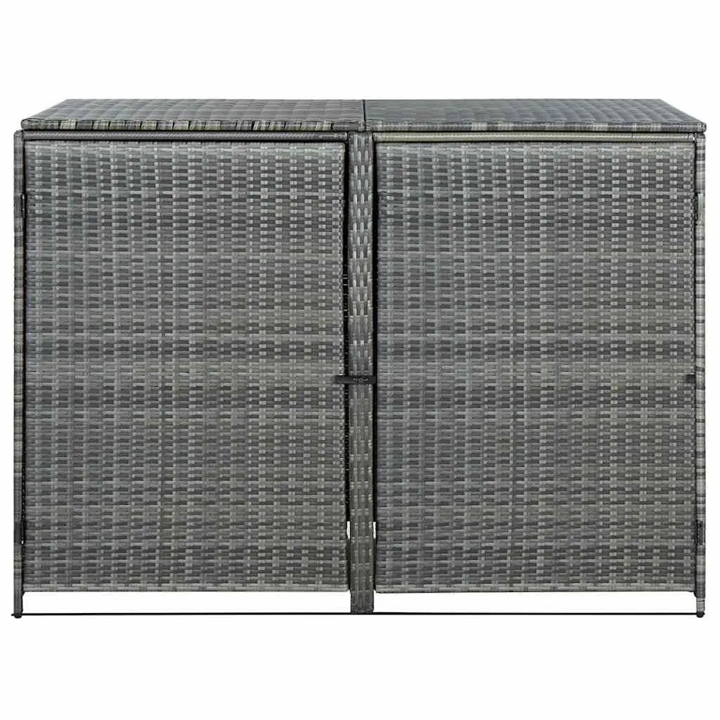 Mülltonnenbox Für 2 Tonnen Poly Rattan Anthrazit 148x77x111 cm | Mit Deckel Und 2 Türen, Schließsystem, Robuste PE-Rattan Konstruktion, Für Gartenlagerung