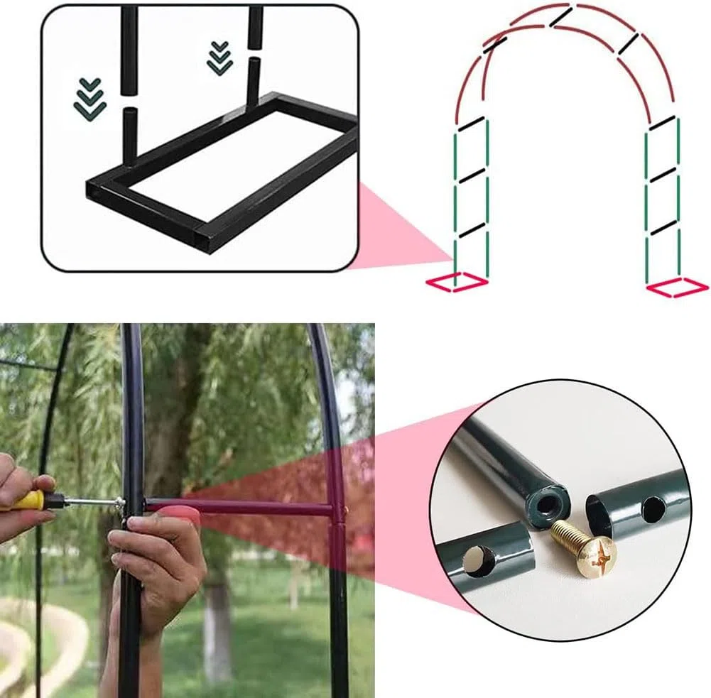 Robuster Metall-Gartenbogen für Kletterpflanzen, starkes wetterbeständiges Eisenrohr-Rosen-Spalier für Outdoor-Dekorationen und Gartenpavillon-Unterstützung