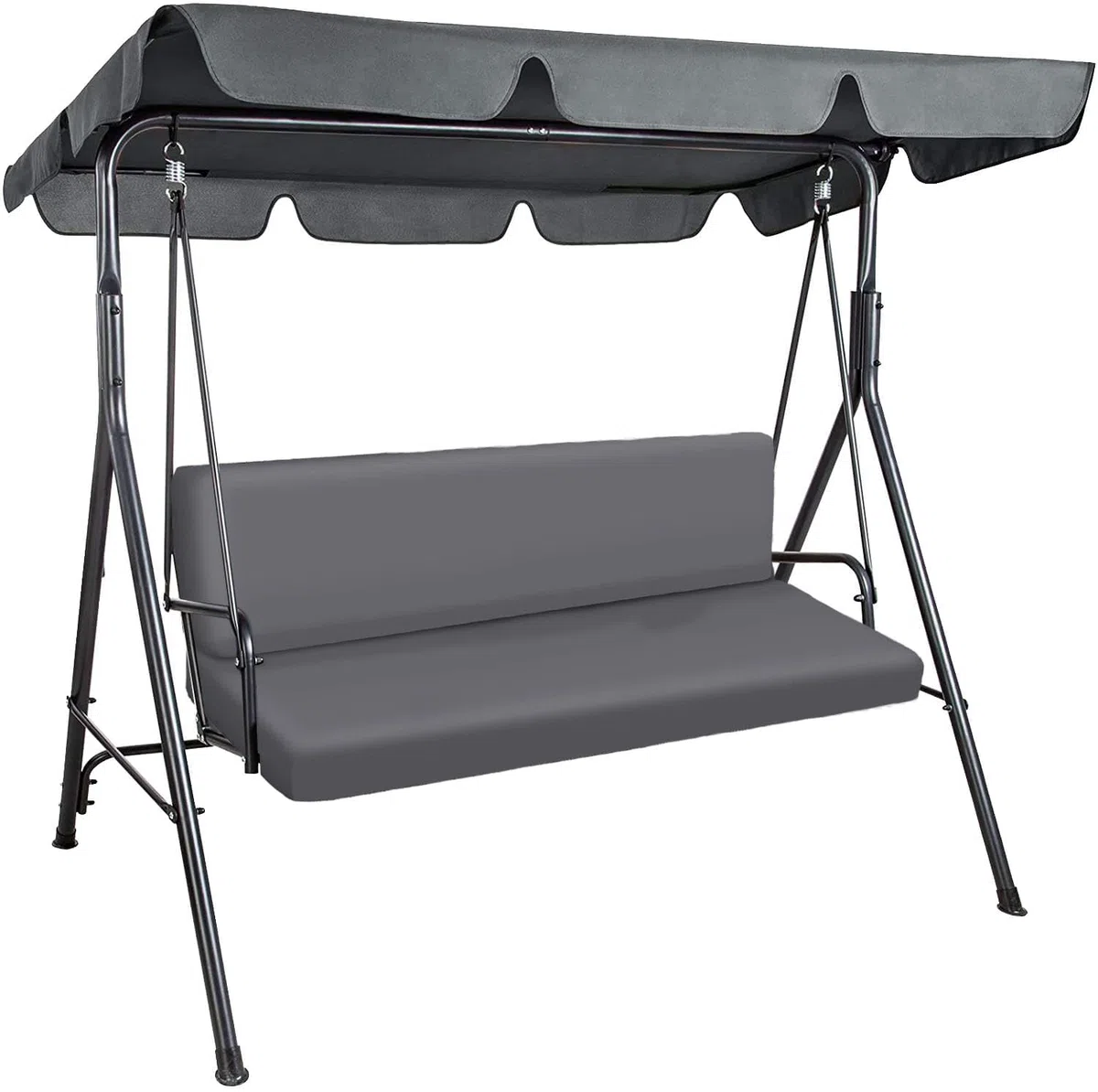 Ferocity Auflage für Hollywoodschaukel 185x50x50 Gartenbankauflage und 2 Kissen Palettenauflage Bankauflage Sitzkissen und Rückenkissen Polsterauflage Matratze Gartenpolster Glatt Graphite [133]