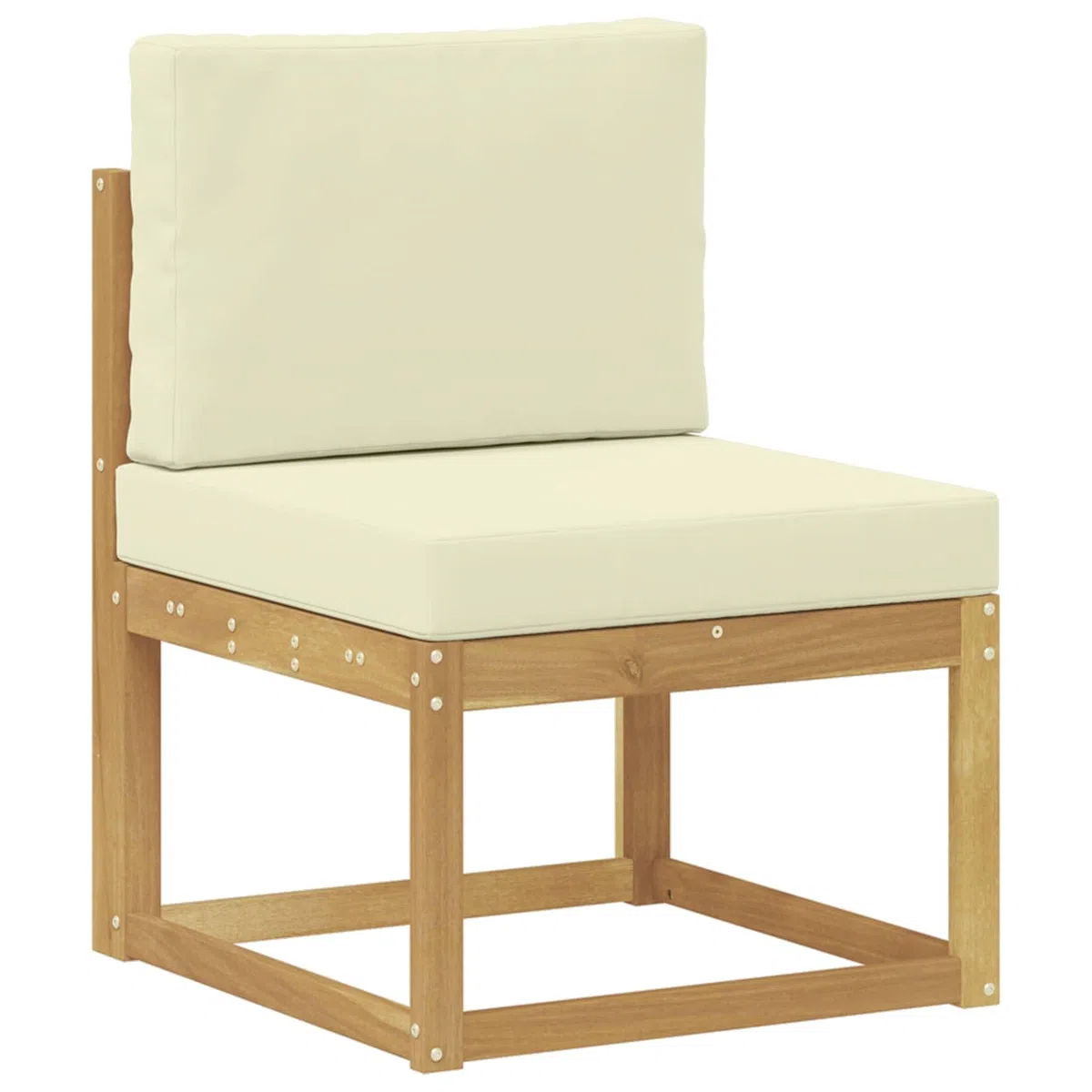 Outdoor-Sofagarnitur 7-teilig Weiß Creme aus massivem Akazienholz, Gartenset mit Tisch, Hocker, Sofas und Kissen, wetterbeständig, modular für Terrasse und Garten