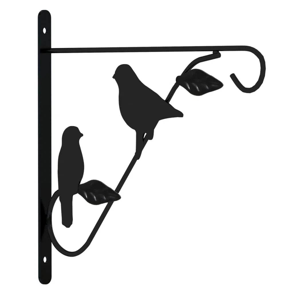 Blumenampeln mit Halterungen und Pflanzeinlagen 4 STK, Schwarz Stahl, robuste Wandhalterung für Blumentöpfe, Laternen und Gartendekoration, praktische Hängeampel