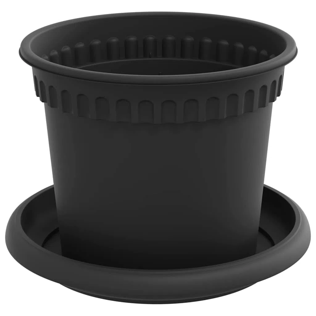 Blumentöpfe 24 Stück Schwarz Ø 12,5 x 10 cm Kunststoff Pflanzgefäße Balkon Garten Zimmer Indoor Outdoor Pflanztöpfe mit Ablauflöchern und modernem Design für Pflanzenpflege