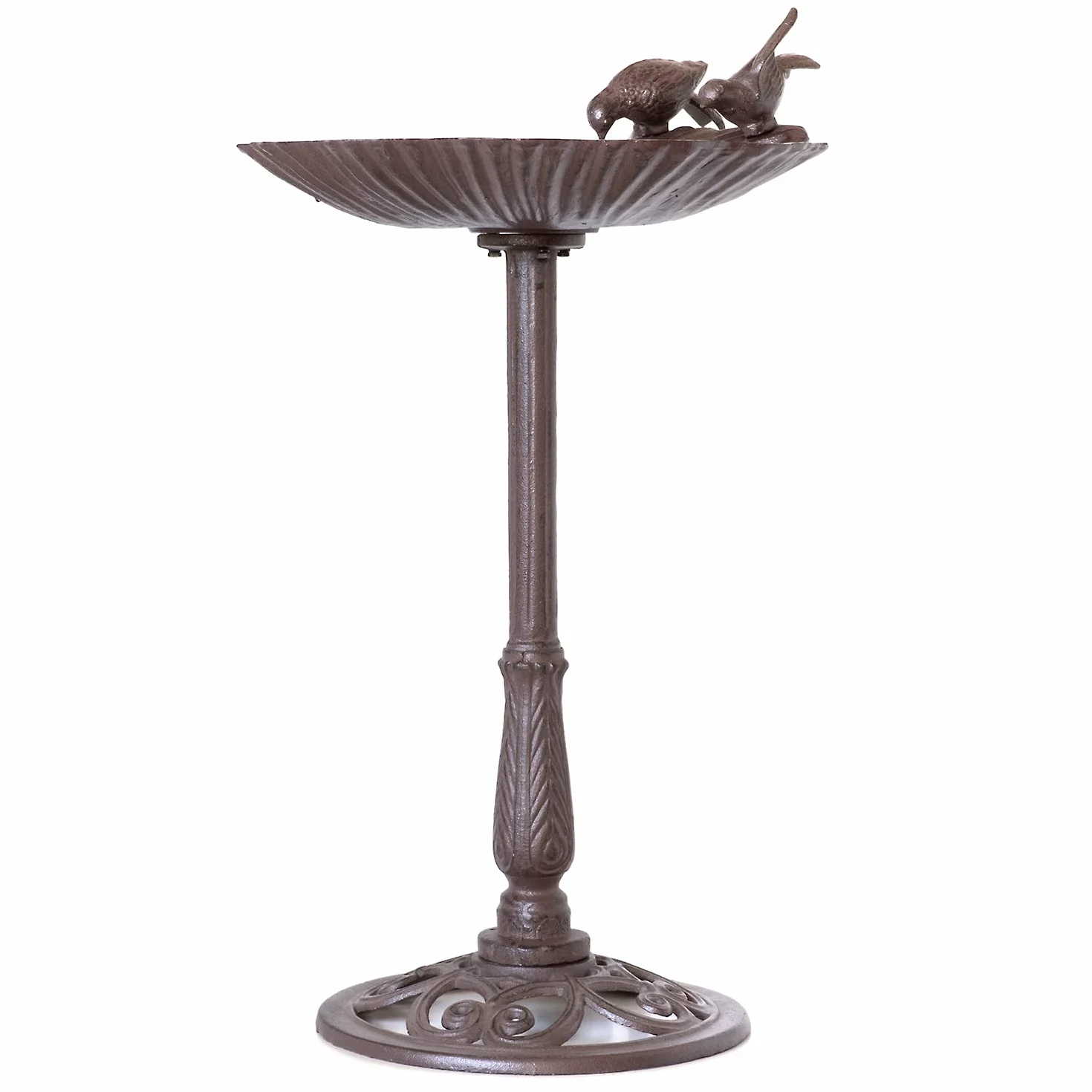 Moritz Vogeltränke 78cm hoch braun Gusseisen Massive Wildvogeltränke für Garten Vogelbad mit Ständer antikes Design