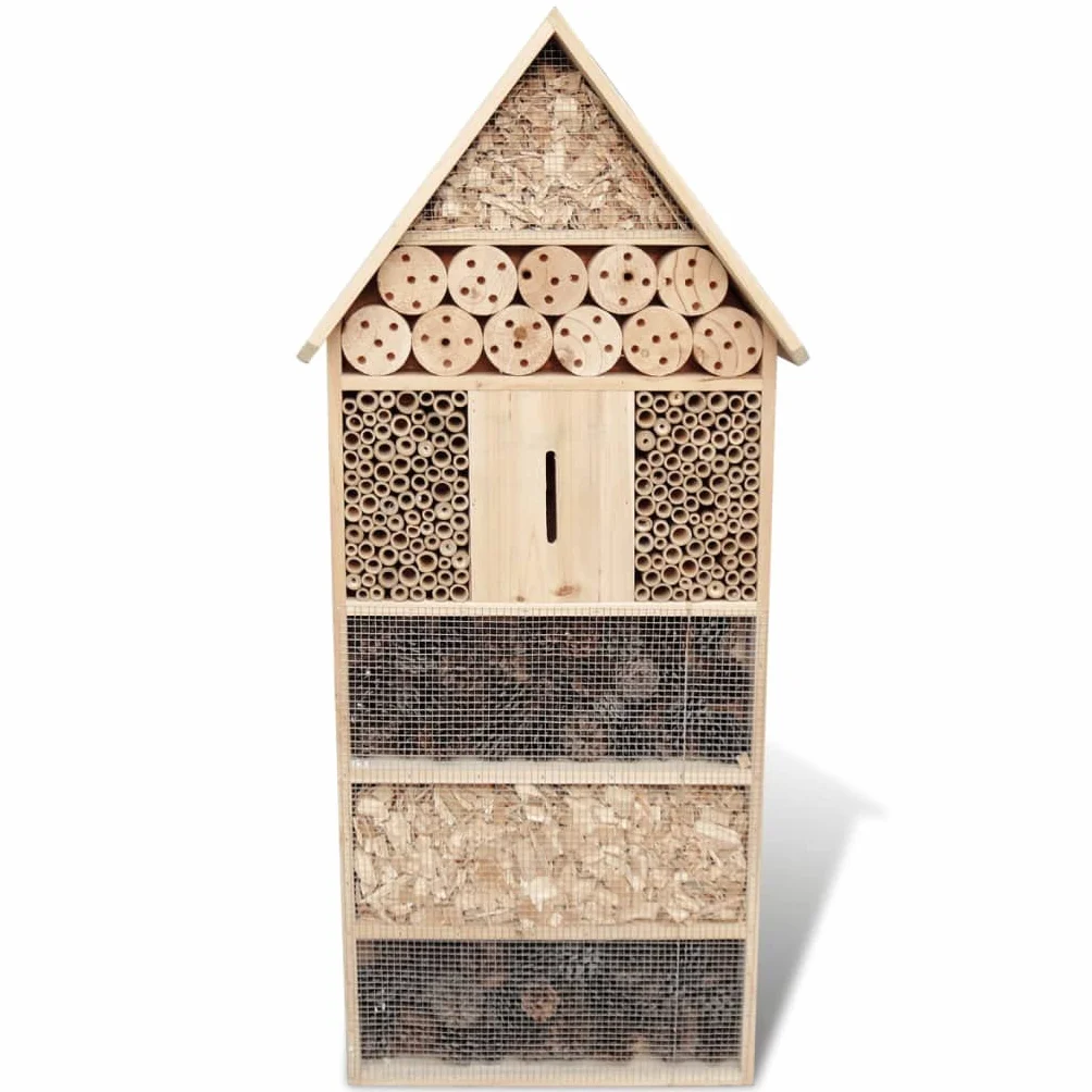 XXL Insektenhotel mit Nisthilfen für Garten, Insektenhotel aus Massivholz, Bienenhotel und Nistkasten für Wildbienen, Florfliegen und Schmetterlinge, 45,5 x 15 x 99 cm