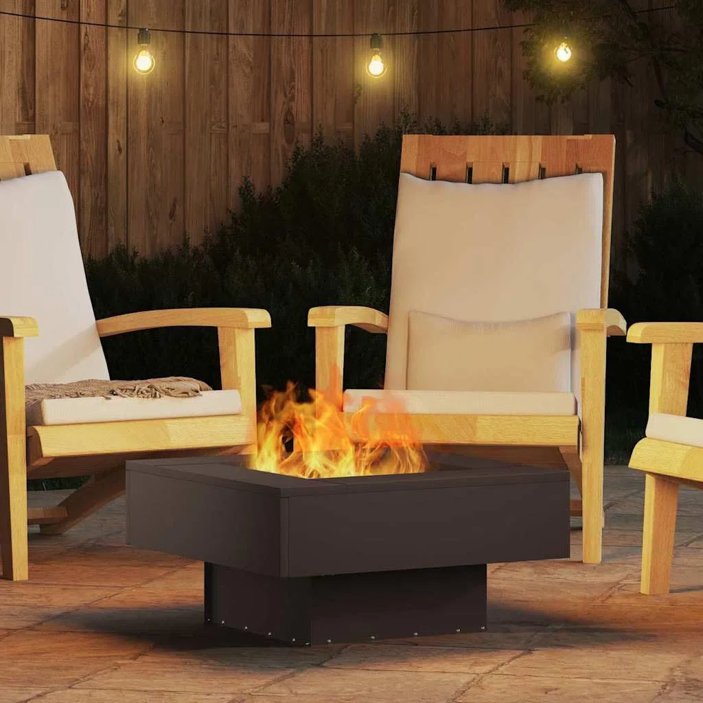 Feuerstelle Schwarz 60 x 60 x 30 cm Stahl für Terrasse Garten, kamin ofen feuerstelle Schornstein heizkassette Holzhalter Aschekasten zubehoer, Wärme und Behaglichkeit