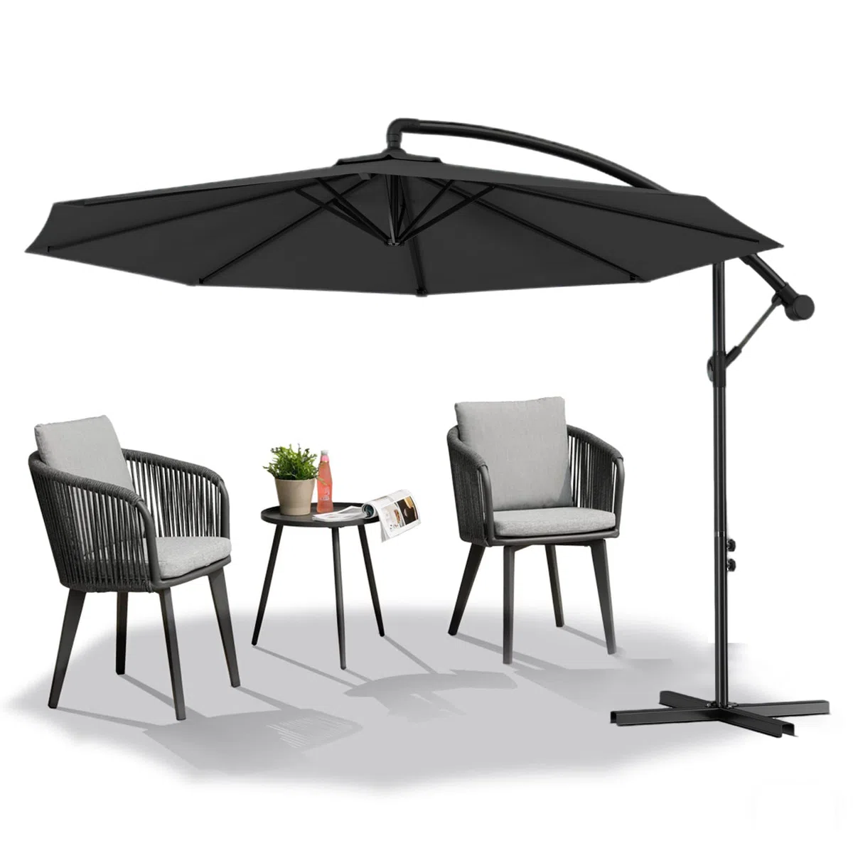 Froadp Ampelschirme mit Kurbel Alu Sonnenschirme Höhenverstellbar Balkonschirm UV40+ Sonnenschutz Windfest Gartenschrime Wasserdichte Marktschirm