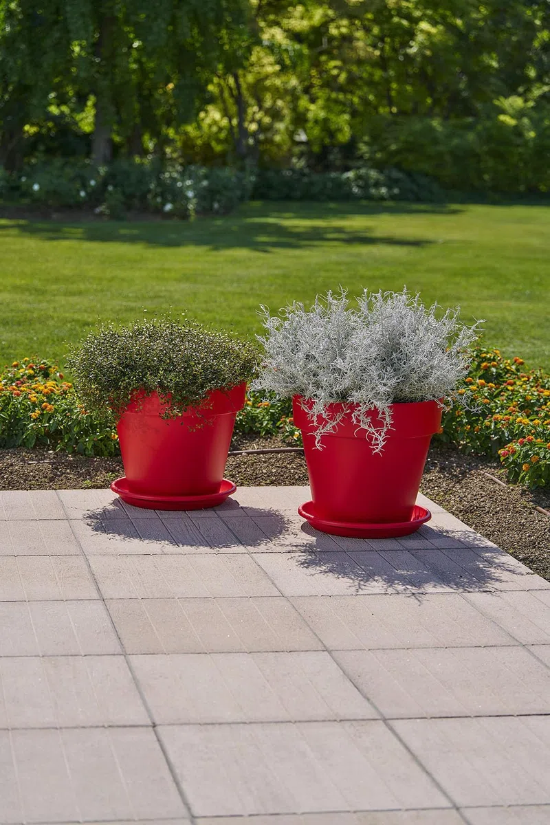Euro3plast Blumentopf MITU ohne Untersetzer in rund aus Kunststoff 9 Farben und 10 Größen zur Wahl für den Innen- und Außenbereich (Rot, 60 cm)