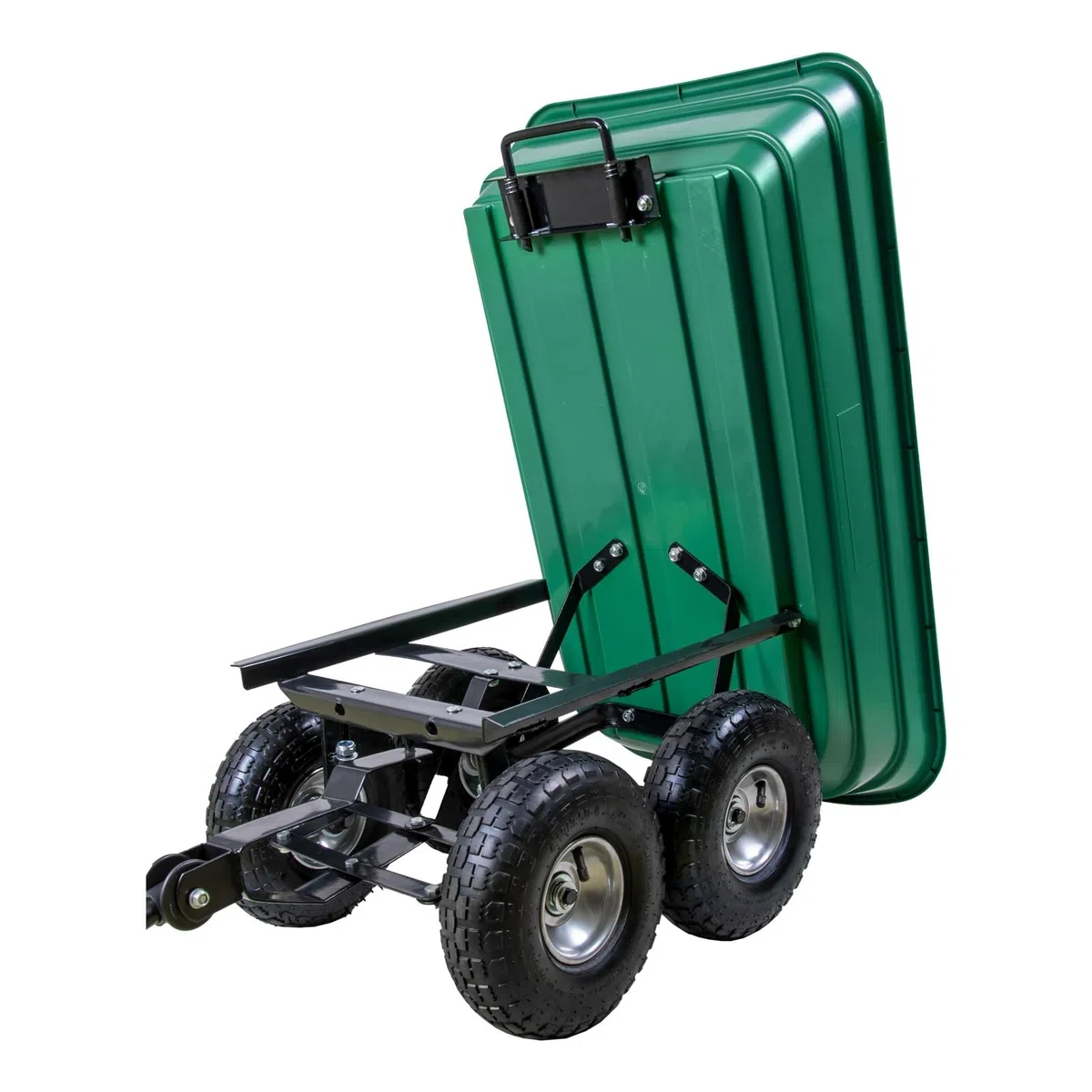 Gartenwagen mit Kippfunktion 75 Liter Kunststoffwanne Handwagen Kippwagen belastbar bis 300 kg Lenkachse Luftbereifung auf Stahlfelge Abnehmbarer Griff | Bollerwagen Transportwagen Gartenkarre Dumper