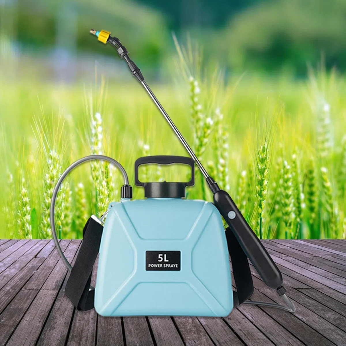 Elektrisches Sprühgerät 3 Düsen Bewässerungswerkzeug | 5L Rasensprüher Mit Schultergurt Teleskopstab Für Boden, Pool, Pflanzenpflege, Fenster, , Rasen, Garten Und Outdoor