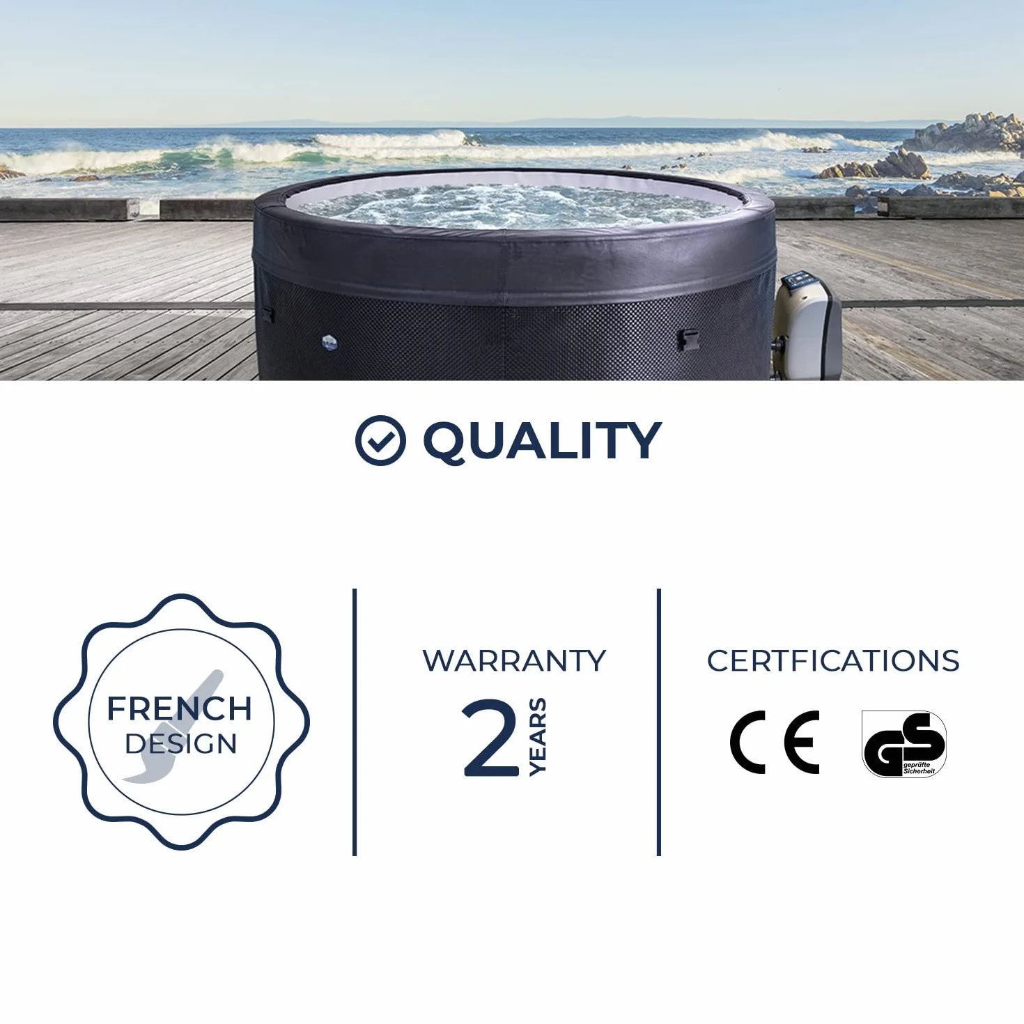NETSPA - SP-VIP140/MOB2 – NetSpa Vita – halbstarr + Möbel (5 Elemente) – Spa tragbar – rund – 4 Sitzer