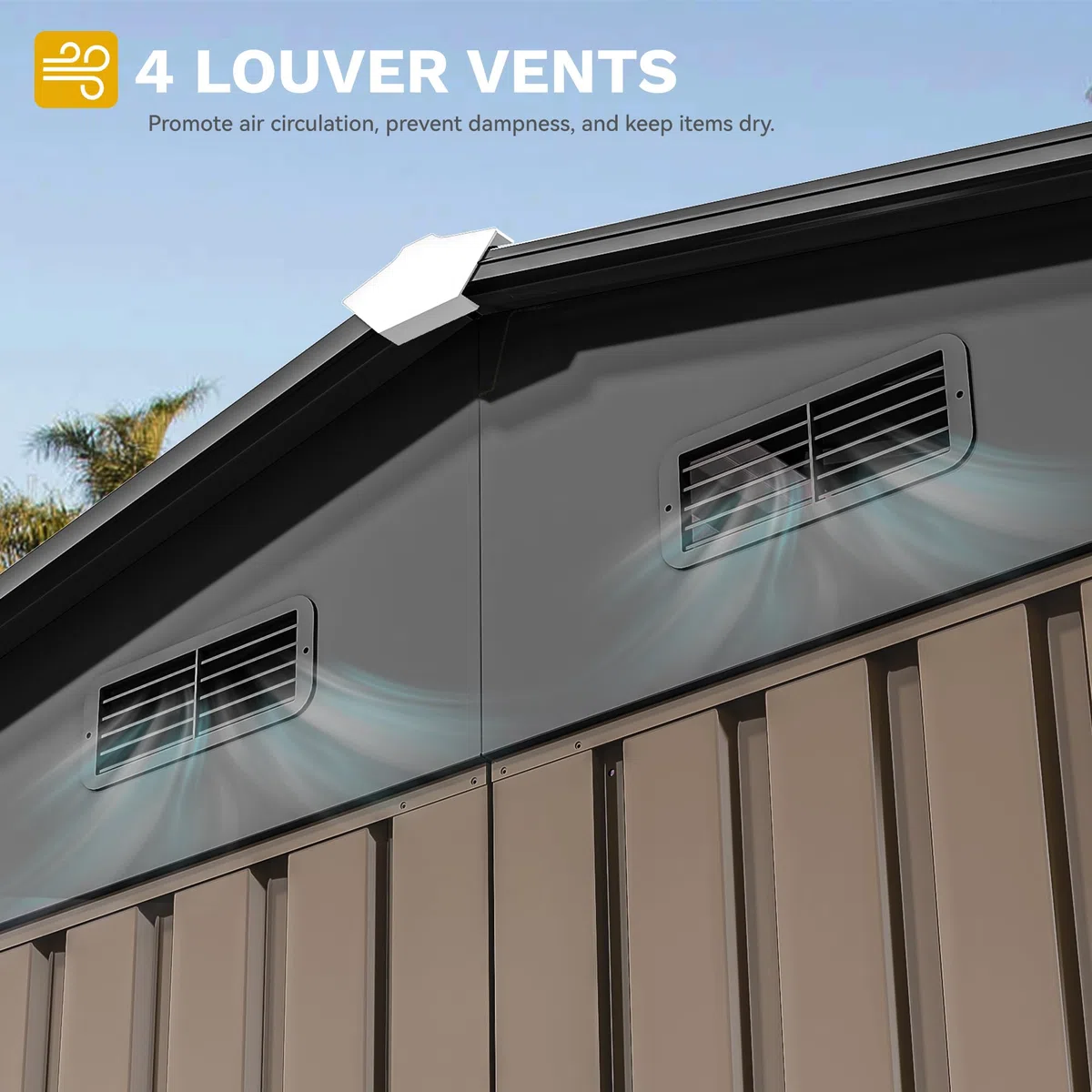DWVO Großes Metall Gerätehaus 3x2,4 m, Stabiler Werkzeugschuppen für Garten, Terrasse & Hof, Ideal für Fahrräder, Gartengeräte & Rasenmäher, Wetterfest & Abschließbar, Braun