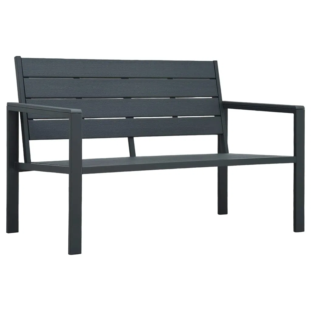 vidaXL Gartenbank Sitzbank Parkbank Gartenmöbel Bank Terrassenbank Balkonbank Außenbank Garten Balkon Outdoor 120cm HDPE Grau Holzoptik
