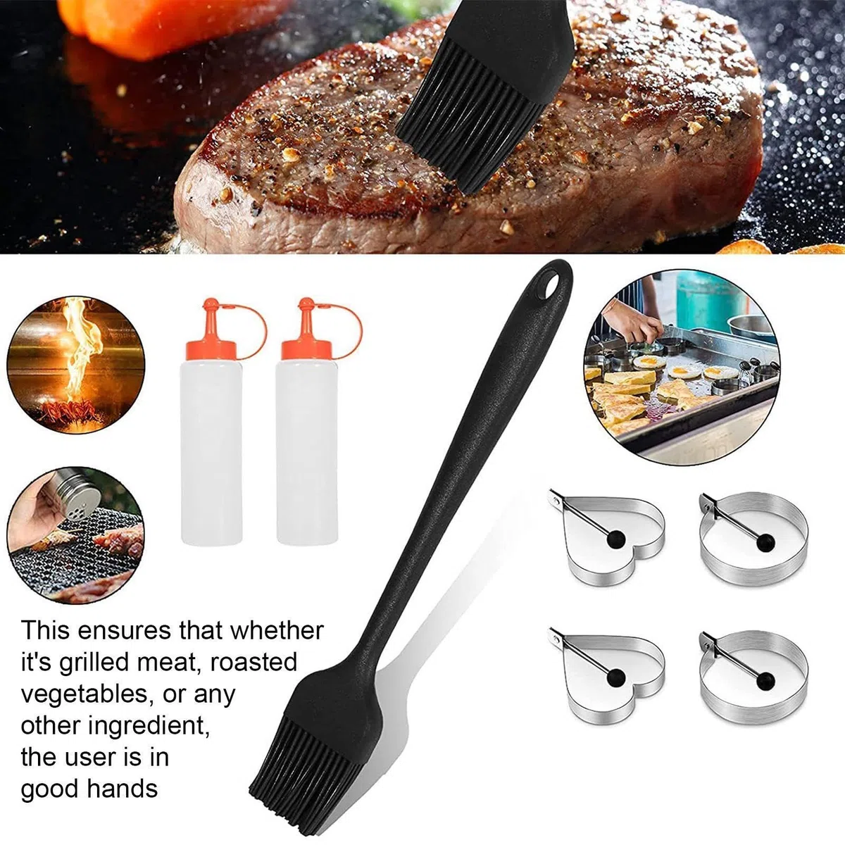 Grill-Set - Grillzubehör-Set Aus Hochwertigem Edelstahl | Tragbares | Küchenzubehör Für Fleisch Und Shrimps – Für Garten Camping Terrasse Und Picknick