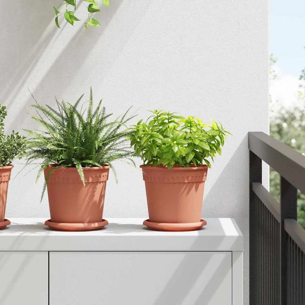 Runder Blumentopf 24 Stück Ziegelrot Ø 17 x 14 cm Kunststoff langlebig leicht für Balkon Garten Terrasse Indoor Outdoor Pflanzenpflege