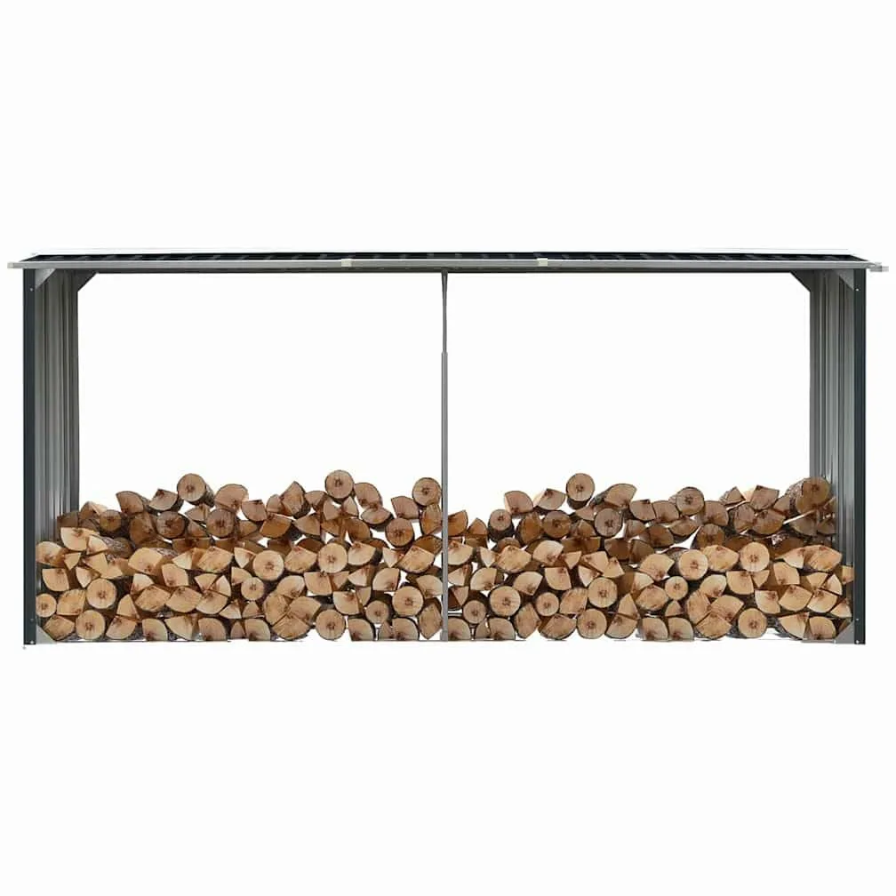 vidaXL Brennholzlager Kaminholzunterstand Brennholzregal Brennholzunterstand Kaminholzständer Holzlager Verzinkter Stahl 330x92x153cm Anthrazit
