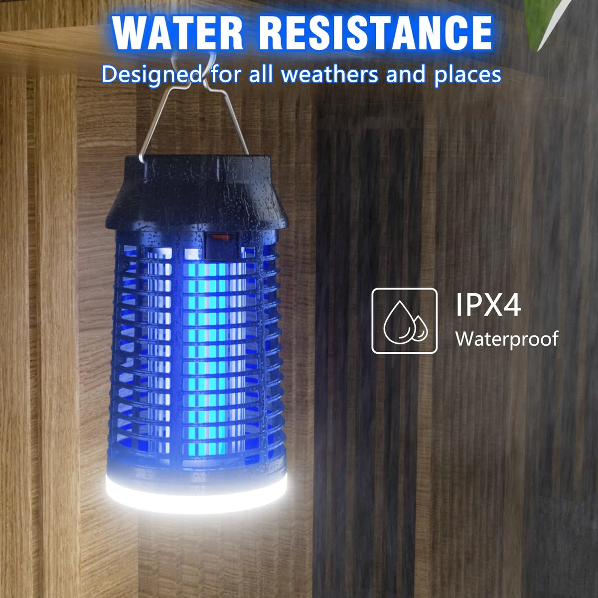 Elektrischer Insektenvernichter Outdoor & Indoor Mückenvernichter mit LED-Licht, wasserdichte Fliegenfalle & Insektenfänger, Plug-In Insektenabwehr für Außen, Terrasse, Garage, Haus, Garten