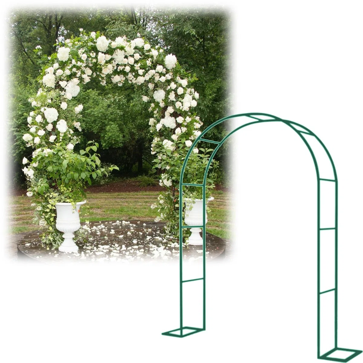 Gartenbogen Kletterpflanzen Metall Rosenlaube Hochzeit Pergola Outdoor Dekoration für Gartenparty Grün Rankhilfe (200x230x40cm)
