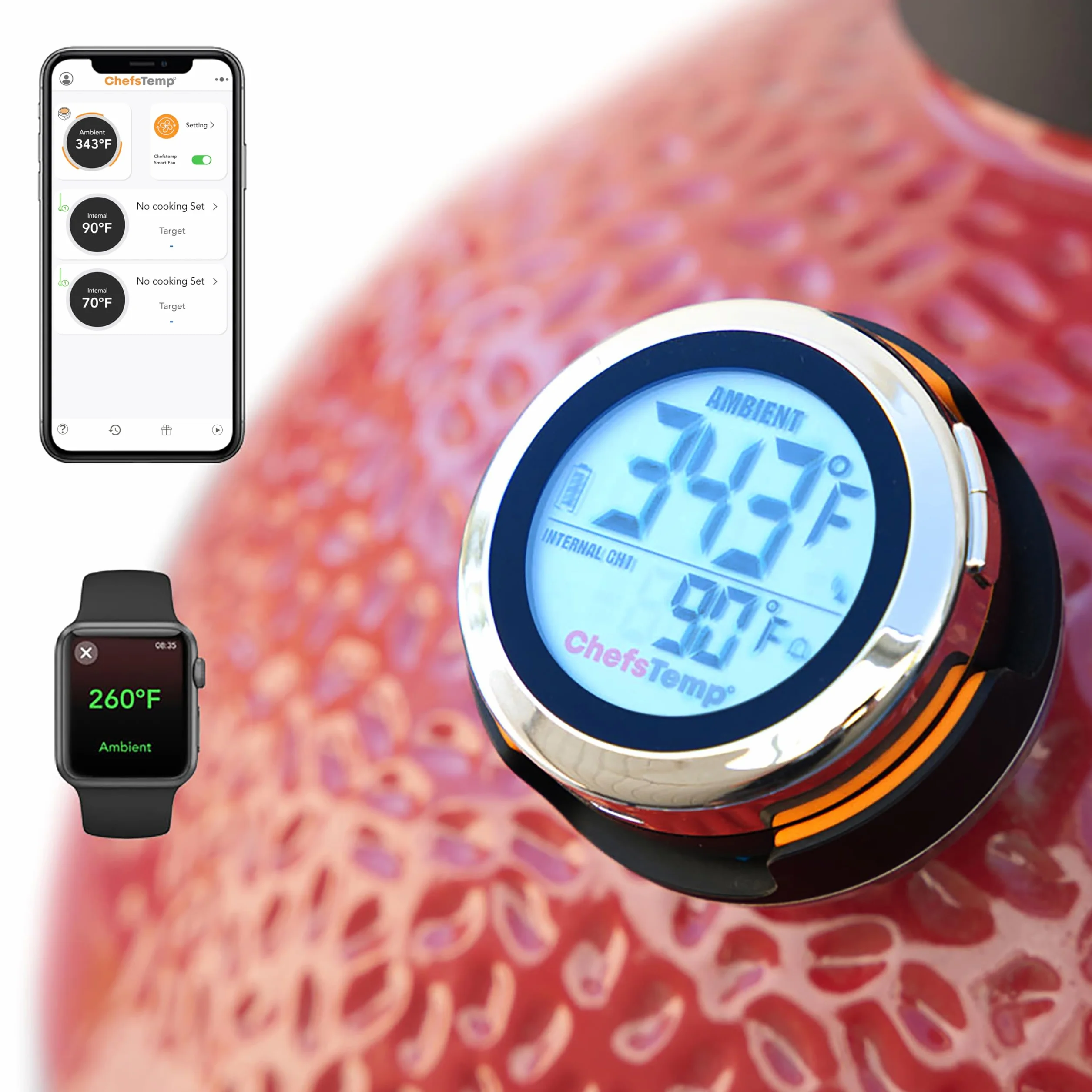ProTemp S1 Intelligentes Patentiertes WLAN Bluetooth Thermometer für Weber Big Green Egg Grills Grills Räucherofen Zubehör Ersatz (BGE Version , passend für Big Green Egg)
