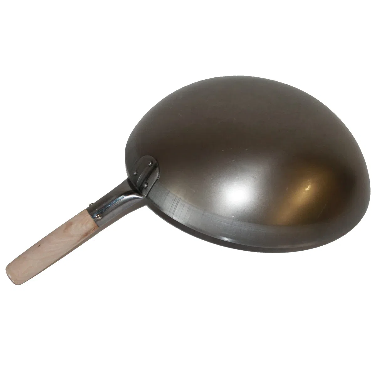 Wok ca. 38 cm Ø runder Boden für Gas, Induktionsmulde, Gastronomie Wokpfanne Carbon Stahl