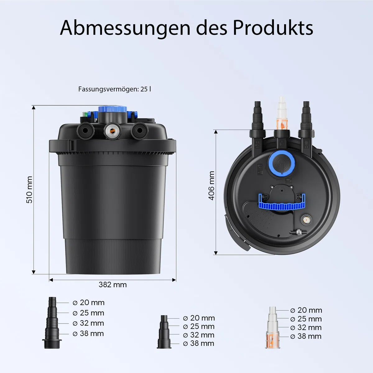 Wiltec Komplettset: CPF-250 Teichdruckfilter bis 10000 L Teichfilteranlage mit 11W Teichklärer, NEO8000 SuperEco Teichpumpe 8000l/h 70W