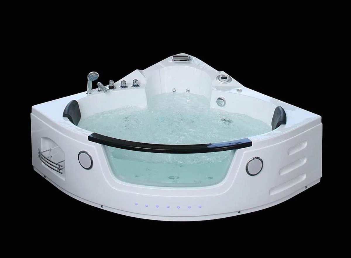 PureHaven Whirlpool 152x152 cm Elegantes Design Heizung Lichttherapie Soundsystem Reinigungsprogramm Bluetooth-Soundsystem