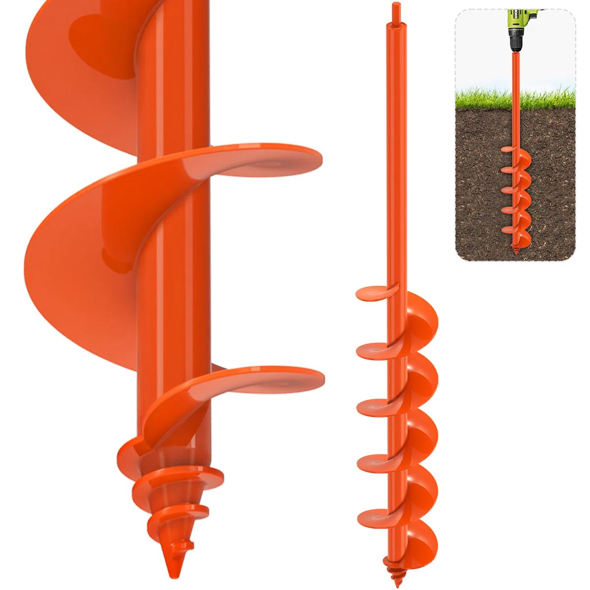 SELEWARE Gartenbohrer Erdbohrer für akkuschrauber - 10.1x81.2cm Robuster Gartenbohrer für den Garten, Passend für Bohrer mit 3/8-Zoll-Sechskantantrieb,Blumenzwiebel-Pflanzwerkzeug,Erdbohrer für Blumen