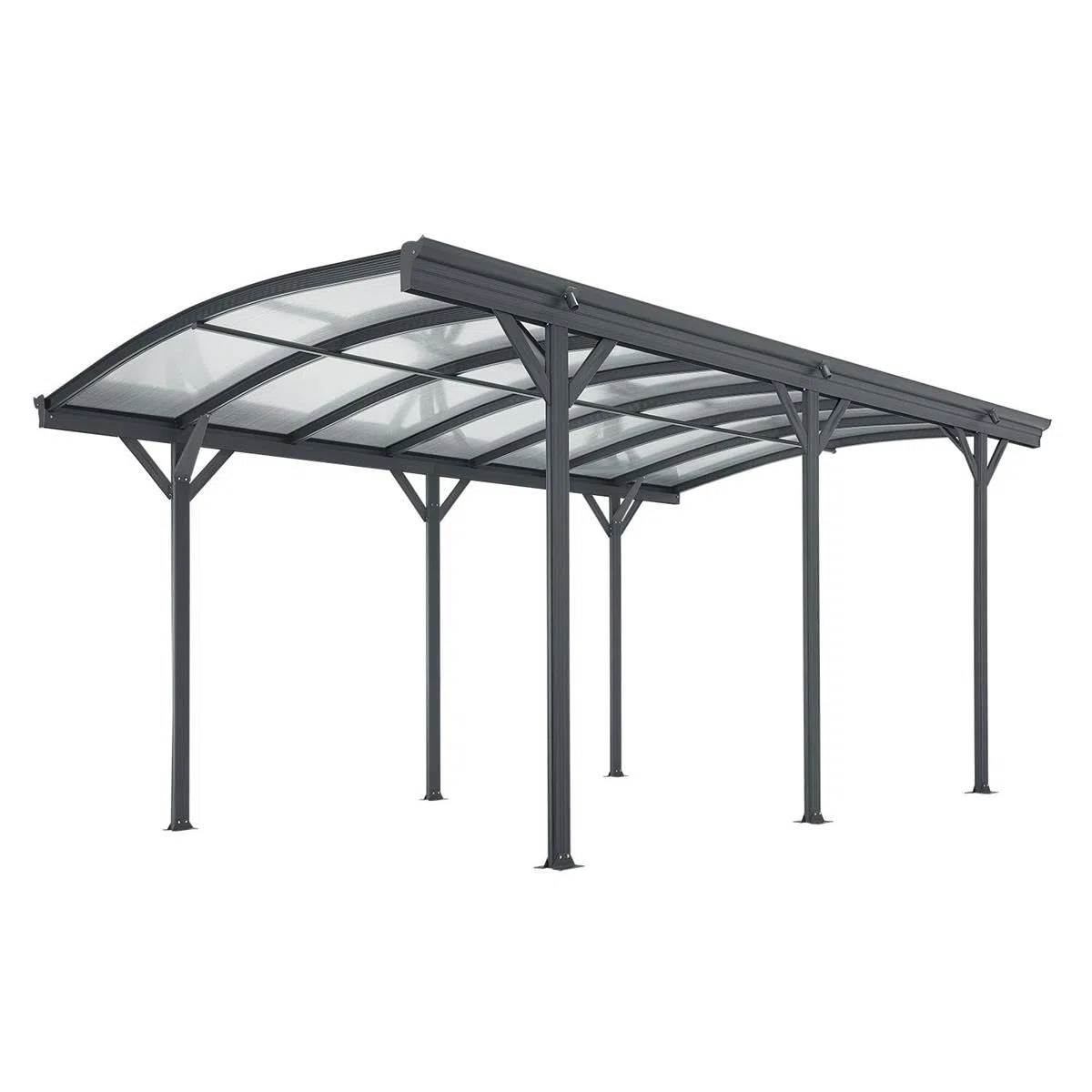 Aluminium Carport München Überdachung 5 x 3 m grau anthrazit KFZ PKW Auto Boot Hänger Fahrrad mit Aluminiumrahmen (Bogendach)
