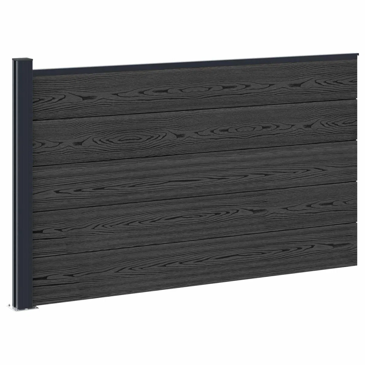 Zaunelement WPC und Aluminium Schwarz, 175 x 105 cm, wetterbeständig und stabil, Sichtschutz Gartenzaun mit modularer Bauweise, ideal für Terrasse, Balkon, Vorgarten und Außenbereich