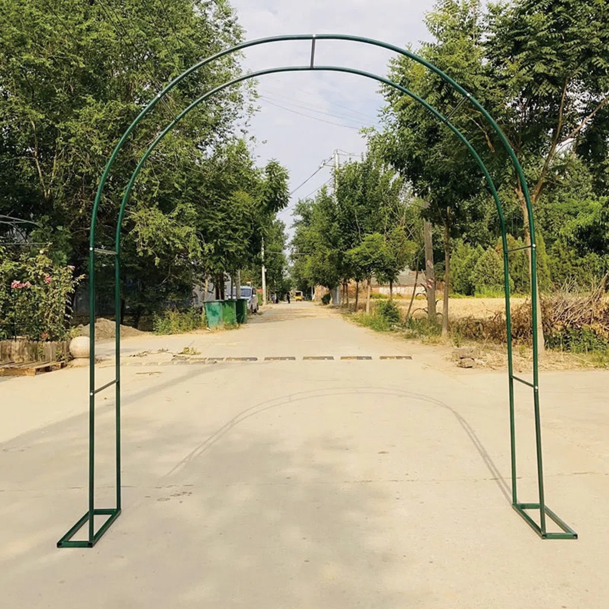 Extra breiter Metall-Gartenbogen – wetterbeständiges Rosenspalier für Hochzeiten & Outdoor-Dekoration, dunkelgrün, 240 x 220 cm – Laubentorbogen für Garten und Terrasse