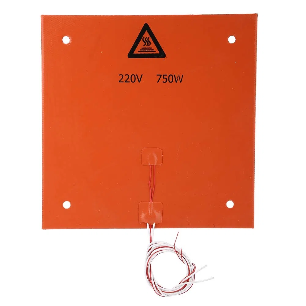 Silikon Heizmatte 310x310mm,220V 750W Hochtemperatur Silikon Heizbettbauplatte,33D Drucker Teile Heizkissen,Heiß Beheizte Bett Heizkissen,Orange