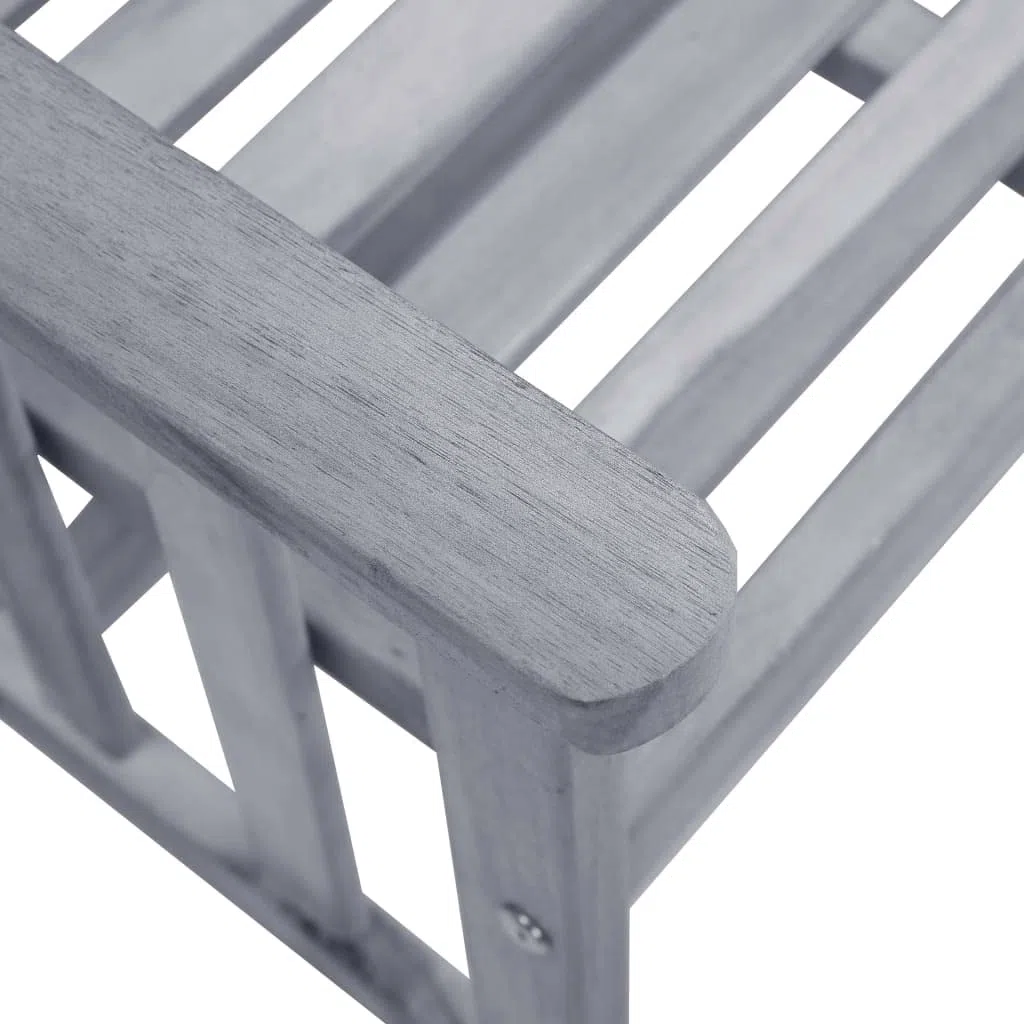 Gartenstühle mit Teetisch und Kissen, 2-Sitzer Gartenbank mit Integriertem Tisch, Holz-Bistro-Set aus Akazie Massivholz für Garten Terrasse Balkon, Grau, 159x61x92 cm