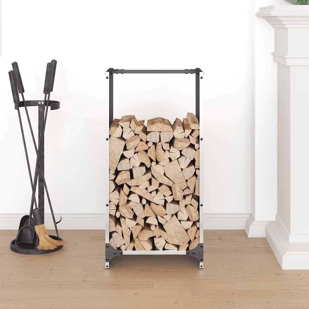 Brennholzregal aus Edelstahl 40x30x80 cm für Kamin und Ofen, robustes Holzregal mit großem Fassungsvermögen für Wohnzimmer, Terrasse, Garten und Innenbereich
