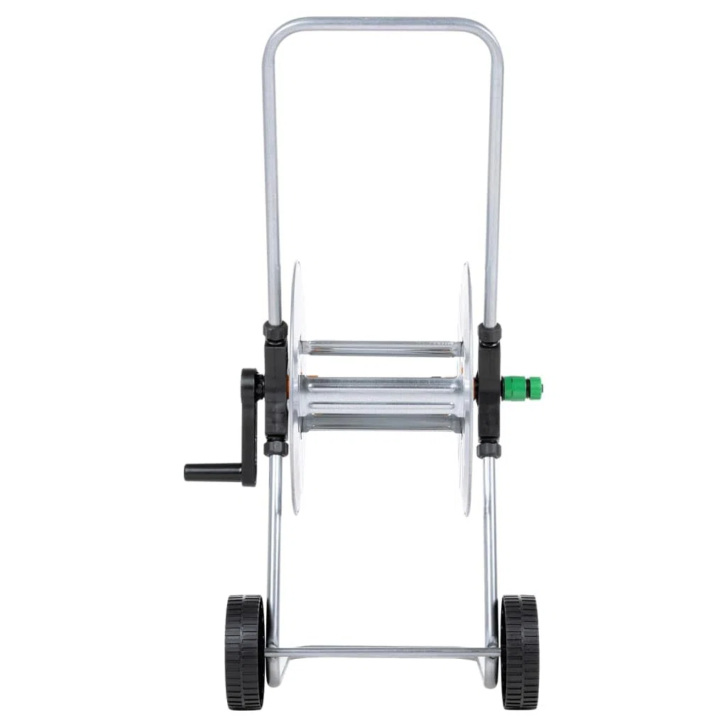 Schlauchwagen aus verzinktem Stahl für Garten, robuster Gartenschlauchhalter mit Rädern, Schlauchtrommel für 50 m 1/2 Zoll oder 35 m 3/4 Zoll Schlauch, fahrbar