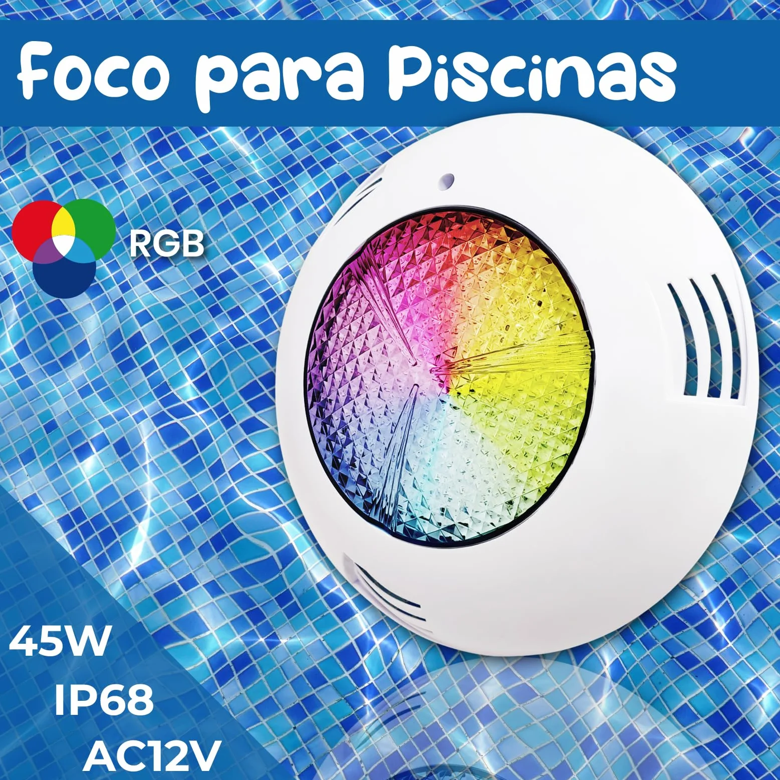 LED ATOMANT 2 LED Poolstrahler 45W RGB IP68 Kabel 2,5m und Fernbedienung
