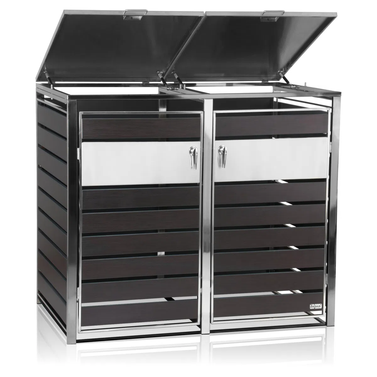 Zelsius Mülltonnenbox 2er Mülltonnen | (B) 132 x (T) 80 x (H) 117 cm | Anthrazit | inkl. Erweiterungsmöglichkeit | Mülltonnenverkleidung, Garten Müllbox, Müllhaus, 2 Tonnen