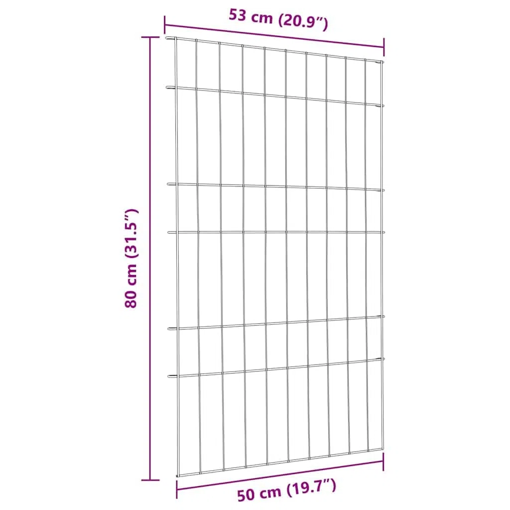Teichzaun Set 8 Stück grün Stahl 50 x 80 cm Gartenzäune Zaunelemente für Terrasse und Vorgarten mit windschutz und sichtschutz für Garten und Grundstück Begrenzung