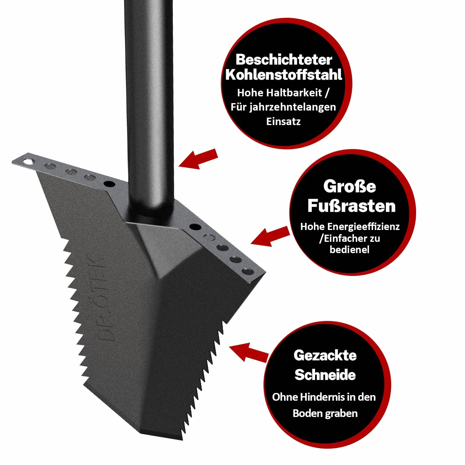 DR.ÖTEK Spaten Schaufel zum Graben, Heavy Duty Garten Schaufel T Handle, Wurzelschneider mit Langen kurzen Griff, Gartengeräte für die Metalldetektion, Transplantation, Camping, 80 & 116 cm