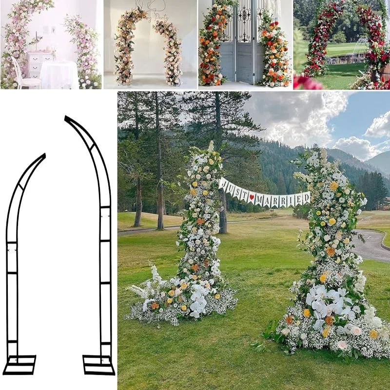 Gebogener Metallbogen 2er Set, Tragbarer Ballon-Hintergrundständer für Gartenparty, Geburtstag, Zeremonie Dekor, Stabile Basis für Veranstaltungen
