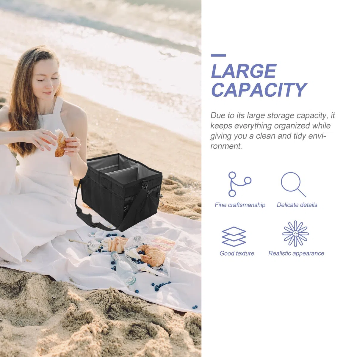 Homoyoyo Große Praktischer Stoff Organizer Oxford Aufbewahrungsbox mit Grill und Großer Kapazität für Behälter für Kochutensilien und Gewürze Barbecue und Camping