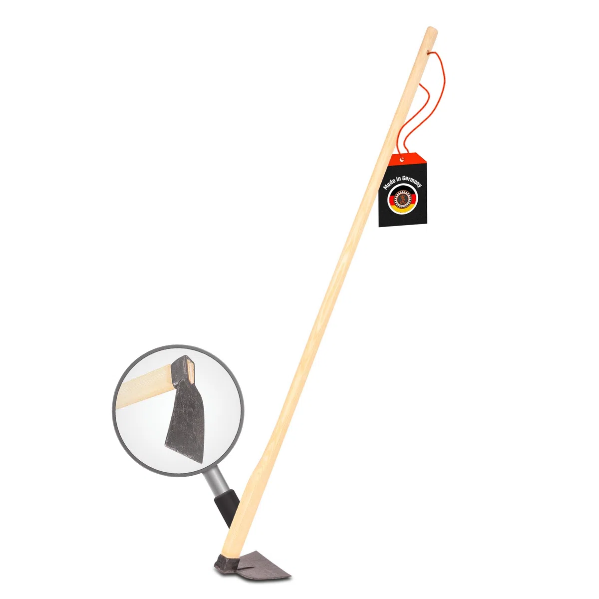 SHW-FIRE Harzer Kronenhacke – Gartenhacke mit 135 cm Holzstiel – Handgeschmiedet, robust & scharf – Ideal zum Wurzelentfernen & Bodenlockern – Made in Germany