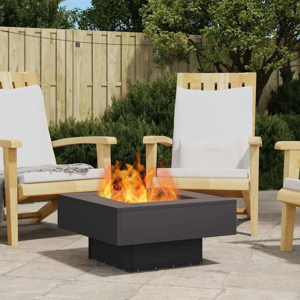 Feuerstelle Schwarz 60 x 60 x 30 cm Stahl für Terrasse Garten, kamin ofen feuerstelle Schornstein heizkassette Holzhalter Aschekasten zubehoer, Wärme und Behaglichkeit