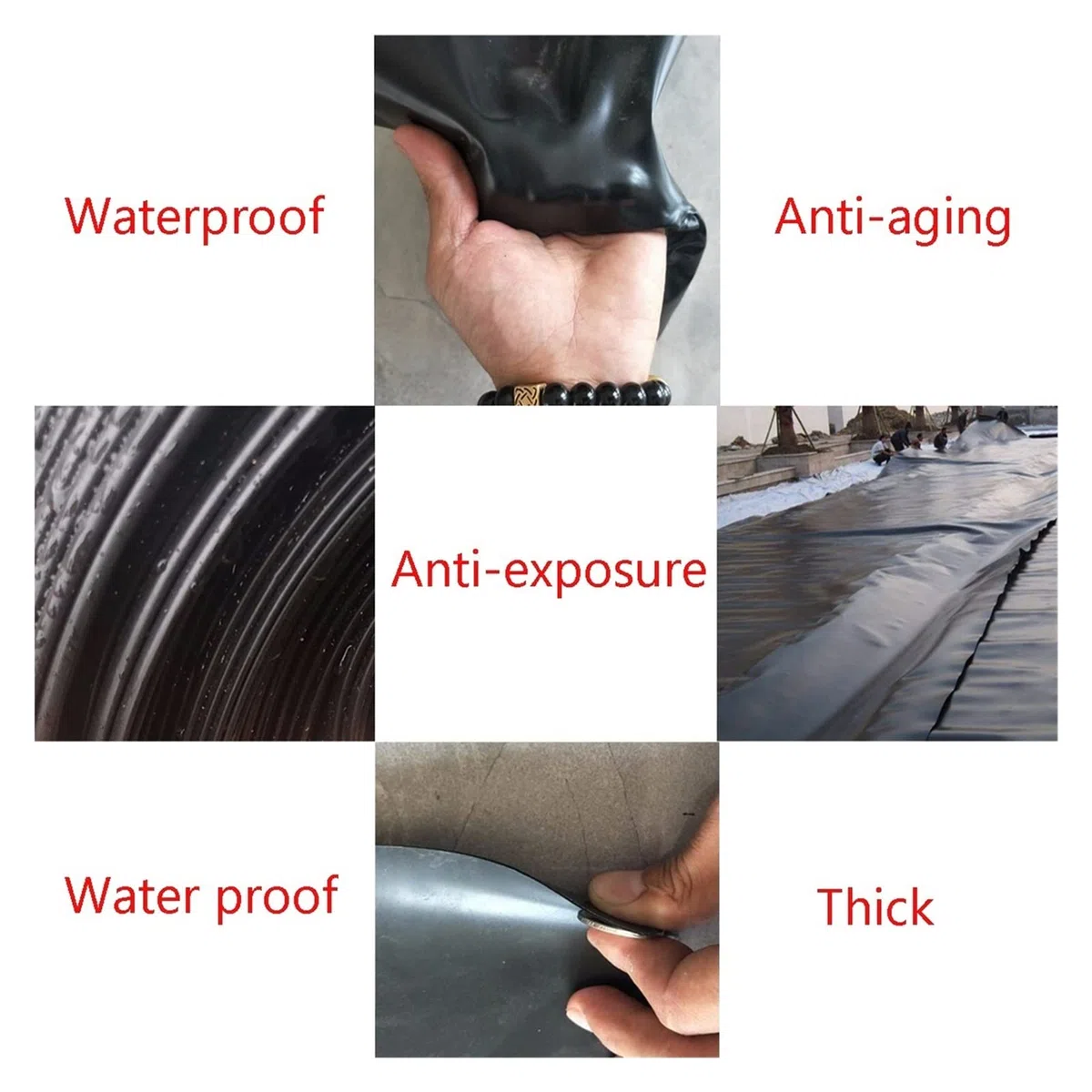 Langlebige 0,35 mm HDPE wasserdichte Teichfolie Reißfest Schwarz Vorgefertigte Teich (Größe: 1 x 2 m) für Garten Fischteich und Wasserspiele