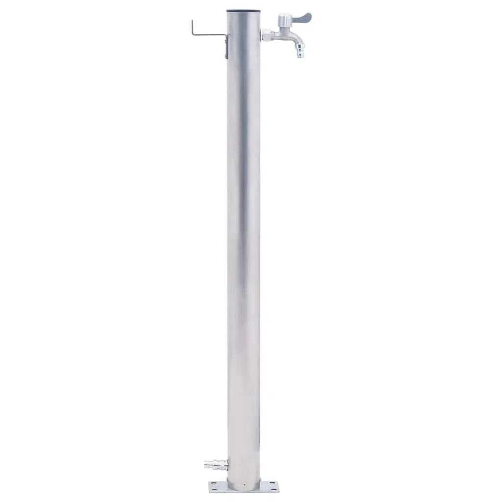 Wassersäule für Garten aus Edelstahl 60 cm mit Wasserhahn, Schlauch und Haken für Bewässerungssystem, Sprenger, Sprinkler, Rasen und automatische Pflanzenversorgung am Balkon und Beet