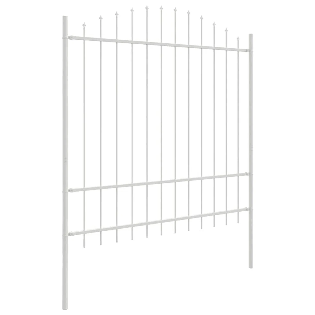 Gartenzaun Woerden Weiß, Pulverbeschichteter Stahl Zaunelement 170 x 215 cm, Wetterfester Sichtschutz für Terrasse, Vorgarten, Grundstück, Stabiler Metall Doppelstabmatte Zaun