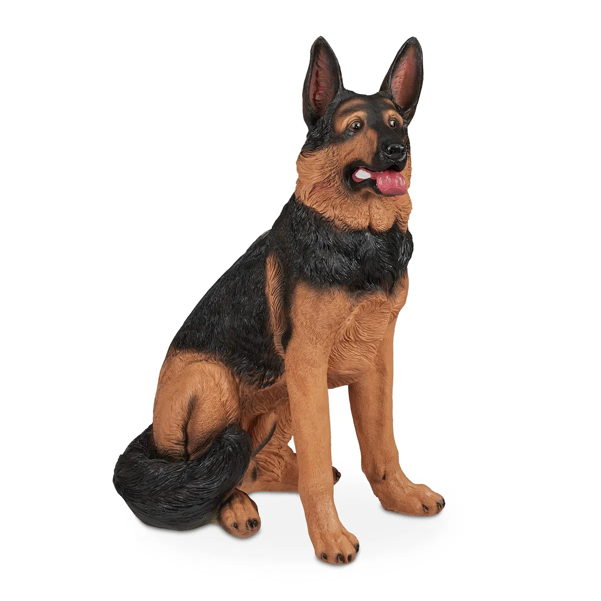 Relaxdays Schäferhund Figur, lebensgroß, wetterfest, Dekofigur Hund, Garten Deko, HBT: 85 x 39 x 55 cm, Polyresin, braun